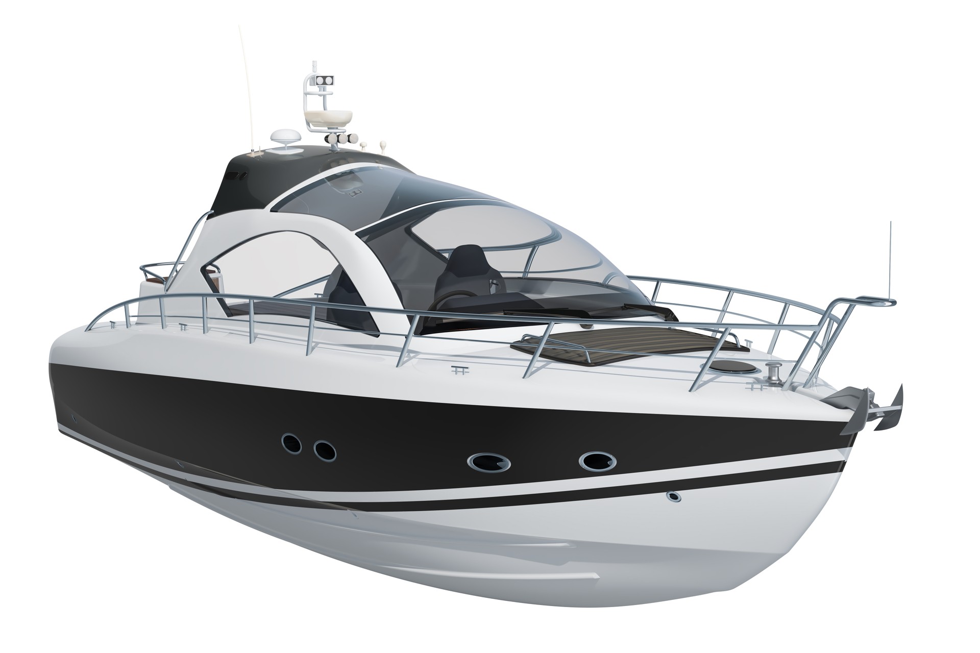 Modern motorboat, 3D rendering isolated on white background